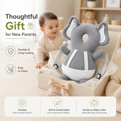 Baby Head Protector,Baby Toddlers Backpack,Kids Child Head Back Safety Protector Pad Cushion Pillow with Straps(GREY, ELEPHANT)